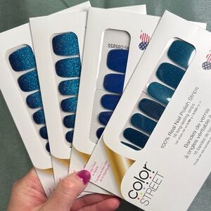 Color Street Sparkling and Solid Blue Nail Strips